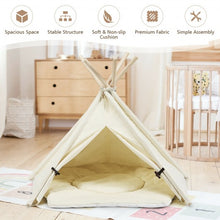 Load image into Gallery viewer, Indoor Pet Teepee Dog Puppy Cat Bed Portable Canvas Tent and House with Cushion

