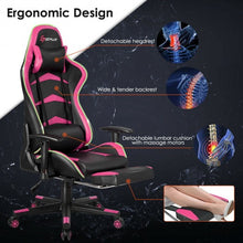 Load image into Gallery viewer, Massage LED Gaming Chair with Lumbar Support &amp; Footrest-Pink
