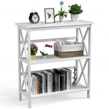 Load image into Gallery viewer, 3-Tier Bookshelf Wooden Open Storage Bookcase for Home Office-White
