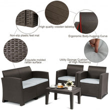 Load image into Gallery viewer, 4 Piece Patio Molded Rattan Sectional Sofa Set-Coffee
