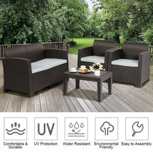Load image into Gallery viewer, 4 Piece Patio Molded Rattan Sectional Sofa Set-Coffee
