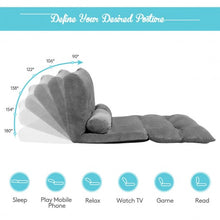 Load image into Gallery viewer, 6-Position Adjustable Sleeper Lounge Couch with 2 Pillows-Gray
