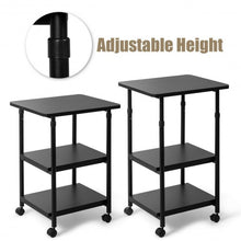 Load image into Gallery viewer, 3-tier Adjustable Printer Stand with 360? Swivel Casters-Black

