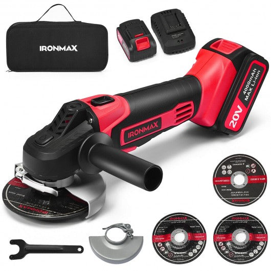 20V Cordless Angle Grinder w/ 4.0Ah Lithium-Ion Battery & Charger