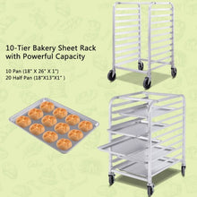 Load image into Gallery viewer, 10 Sheet Aluminum Rolling Bakery Pan Rack
