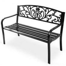 Load image into Gallery viewer, 50&quot; Patio Park Steel Frame Cast Iron Backrest Bench Porch Chair
