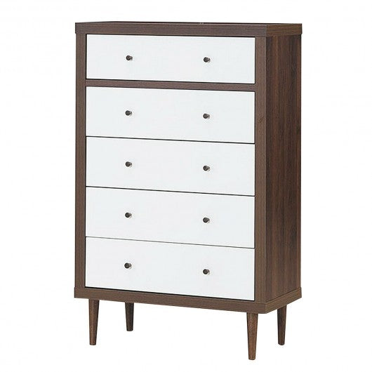 5 Drawer Dresser Wood Chest of Storage Cabinet Organizer