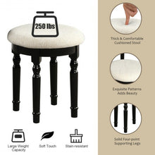 Load image into Gallery viewer, Tri-Fold Mirror Table Stool Wooden Vanity Make Up Dressing Set-Black
