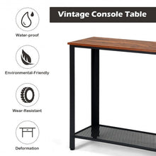 Load image into Gallery viewer, Metal Frame Wood  Console Sofa Table with Storage Shelf-Brown
