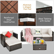 Load image into Gallery viewer, 6 Pcs Patio Rattan Furniture Set with Sectional Cushion-White

