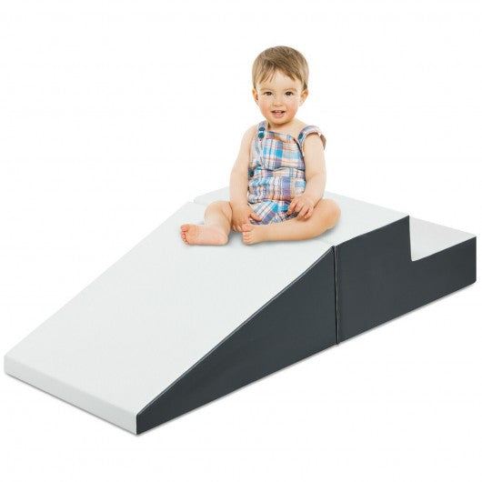 2 Pcs Soft Foam Indoor Toddler Climb Slide Activity Play Set -White
