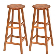 Load image into Gallery viewer, Set of 2 30" Acacia Wood Barstools with Round Seat and Square Leg
