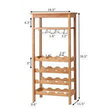 Load image into Gallery viewer, 16 Bottles Bamboo Storage Wine Rack with Glass Hanger
