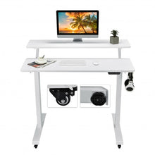Load image into Gallery viewer, Electric 2-Tier Standing Desk Mobile Sit Stand Desk Height Adjustable-White
