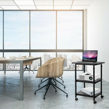 Load image into Gallery viewer, 3-tier Adjustable Printer Stand with 360? Swivel Casters-Black
