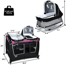 Load image into Gallery viewer, 4 in 1 Convertible Portable Baby Playard w/ Toys &amp; Music Center-Rose
