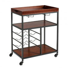 Load image into Gallery viewer, 3 Tier Storage Bar Serving Cart with Wine Rack

