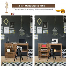 Load image into Gallery viewer, Folding Sewing Craft Table Shelf Storage Cabinet Home Furniture-Brown
