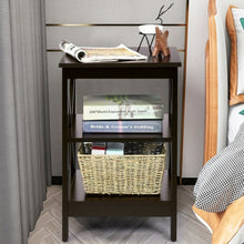 Load image into Gallery viewer, 3-Tier Nightstand End Table with X Design Storage -Espresso

