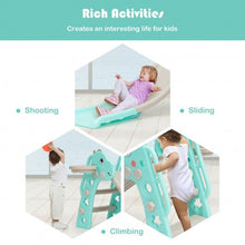 Load image into Gallery viewer, 3 in 1 Kids Slide Baby Play Climber Slide Set with Basketball Hoop -Green
