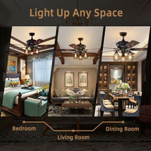 Load image into Gallery viewer, 52&quot; Electric Ceiling Fan with 5 Blades and 3 Lights for Living Room and Bedroom
