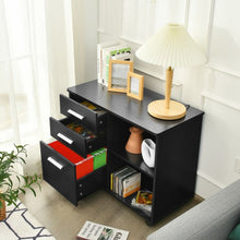 Load image into Gallery viewer, 3-Drawer Mobile Lateral File Cabinet Printer Stand-Black
