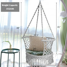 Load image into Gallery viewer, Hanging Hammock Chair Macrame Swing Hand Woven Cotton Backrest-Gray
