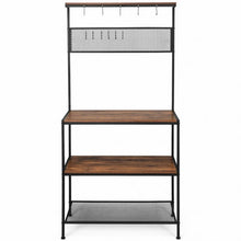 Load image into Gallery viewer, 4-Tier Kitchen Rack Stand with Hooks &amp; Mesh Panel
