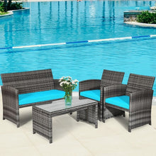 Load image into Gallery viewer, 4PCS Patio Rattan Furniture Set-Turquoise
