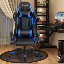 Load image into Gallery viewer, Lumbar Support and Headrest Massage Reclining Gaming Chair-Blue
