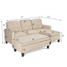 Load image into Gallery viewer, L-shaped Linen Reversible Sectional Sofa Couch with Ottoman-Beige
