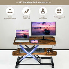 Load image into Gallery viewer, Converter Adjustable Riser Stand Desk with Keyboard Tray-Brown
