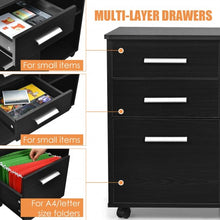 Load image into Gallery viewer, 3-Drawer Mobile Lateral File Cabinet Printer Stand-Black
