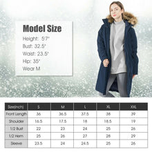 Load image into Gallery viewer, Women&#39;s Hooded Long Down Coat with Faux-fur Trim-Navy-M
