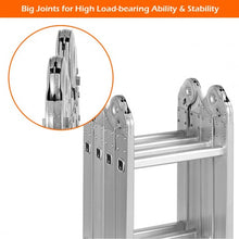 Load image into Gallery viewer, 15.5&#39; 16-Step Multi Purpose Aluminum Folding Scaffold Ladder
