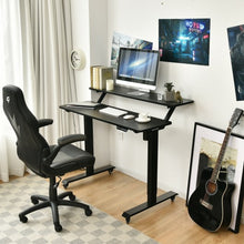Load image into Gallery viewer, Electric 2-Tier Standing Desk Mobile Sit Stand Desk Height Adjustable-Black
