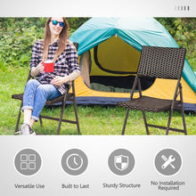 Load image into Gallery viewer, Set of 2 Patio Rattan Folding Portable Dining Chairs
