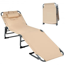 Load image into Gallery viewer, Folding Chaise Lounge Chair Bed Adjustable Outdoor Patio Beach-Beige
