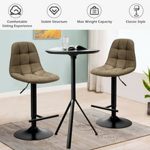 Load image into Gallery viewer, 2Pcs Adjustable Bar Stools Swivel Counter Height Linen Chairs -Brown
