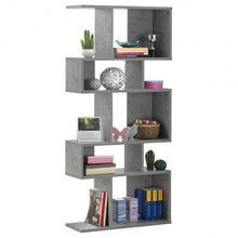Load image into Gallery viewer, 5 Cubes Ladder Shelf Corner Bookshelf Display Rack Bookcase-Gray
