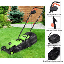 Load image into Gallery viewer, 14&quot; Electric Push Lawn Corded Mower with Grass Bag-Green
