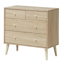 Load image into Gallery viewer, 4-Drawer Dresser Cabinet Storage Organizer Rubber Leg with Rail-Oak
