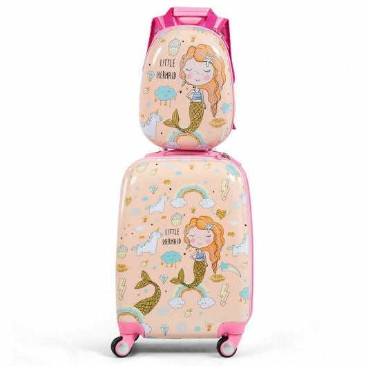2PC Kids Luggage Set Rolling Suitcase & Backpack-Pink