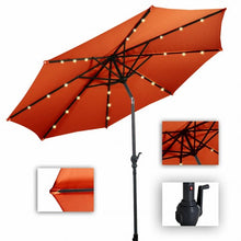 Load image into Gallery viewer, 10 ft Patio Solar Umbrella with Crank and LED Lights-Orange
