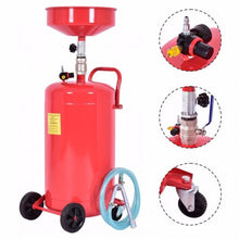 Load image into Gallery viewer, 20 Gallon Waste Oil Drain Capacity Tank Air Operate Drainer Portable Wheel Hose
