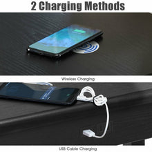 Load image into Gallery viewer, Floor Lamp Bedside Desk with USB Charging Ports Shelves-Black
