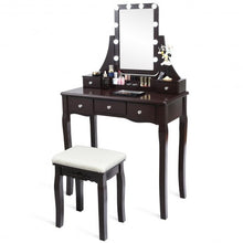 Load image into Gallery viewer, Dimmable Bulbs Touch Switch Vanity Dressing Table Set with Removable Box-Coffee
