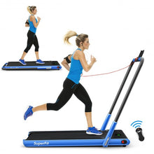 Load image into Gallery viewer, 2-in-1 Folding Treadmill with RC Bluetooth Speaker LED Display-Blue
