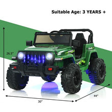 Load image into Gallery viewer, 12V Kids Ride-on Jeep Car with 2.4 G Remote Control-Green
