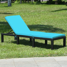 Load image into Gallery viewer, Patio Rattan Cushioned Height Adjustable Lounge Chair-Blue
